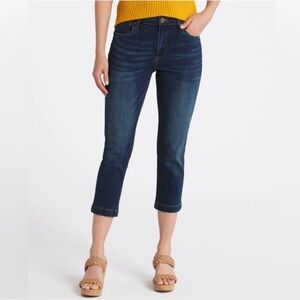 Kut From The Kloth Crop Straight Leg Jeans Blue Stretch Denim Medium Wash Sz 12